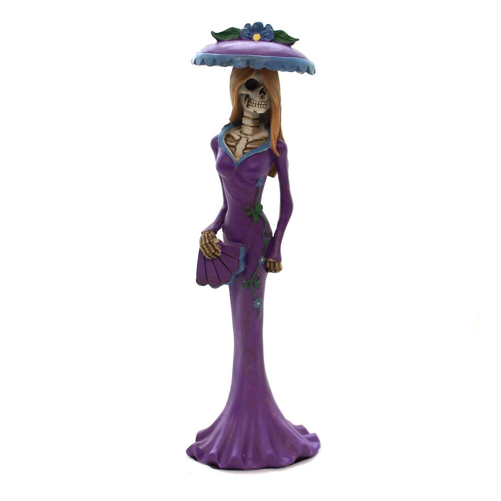 8272 Purple Fascinator Hat Skeleton Lady Day Of The Dead Dia De Los